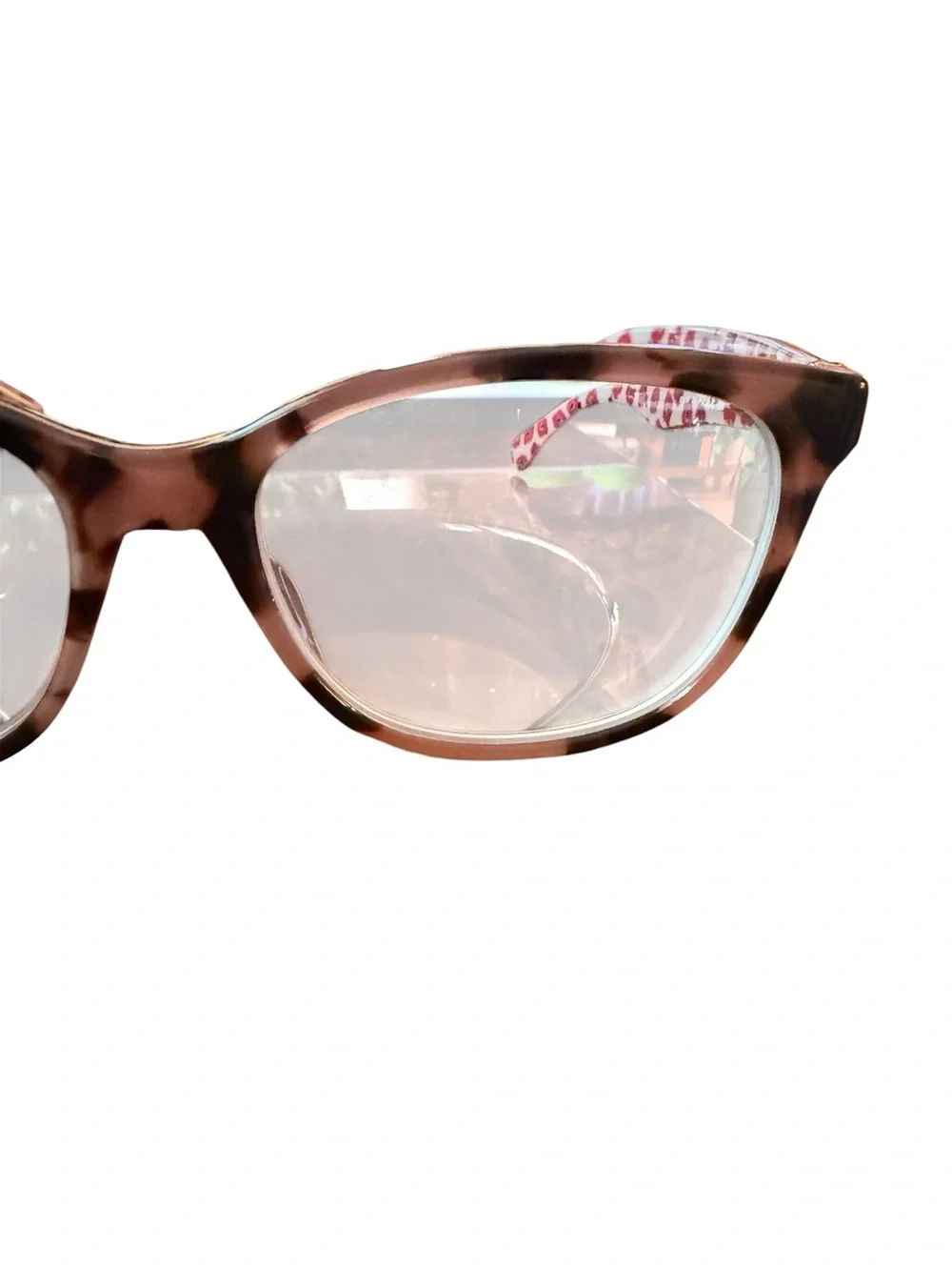 Kate Spade Tortoise Shell Cat-Eye Glasses with Pink Temple Accents